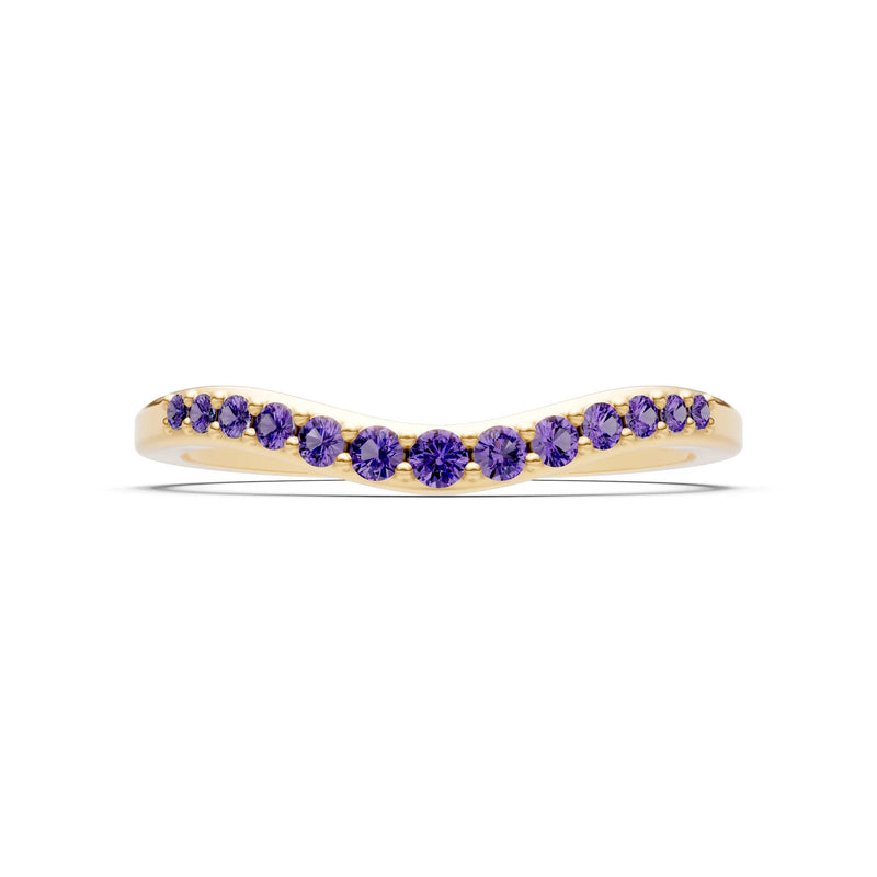 Amethyst Graduating Gemstone Curved Stacking Band