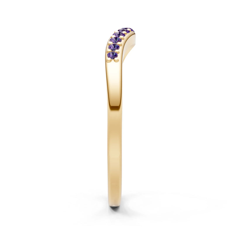 Amethyst Graduating Gemstone Curved Stacking Band