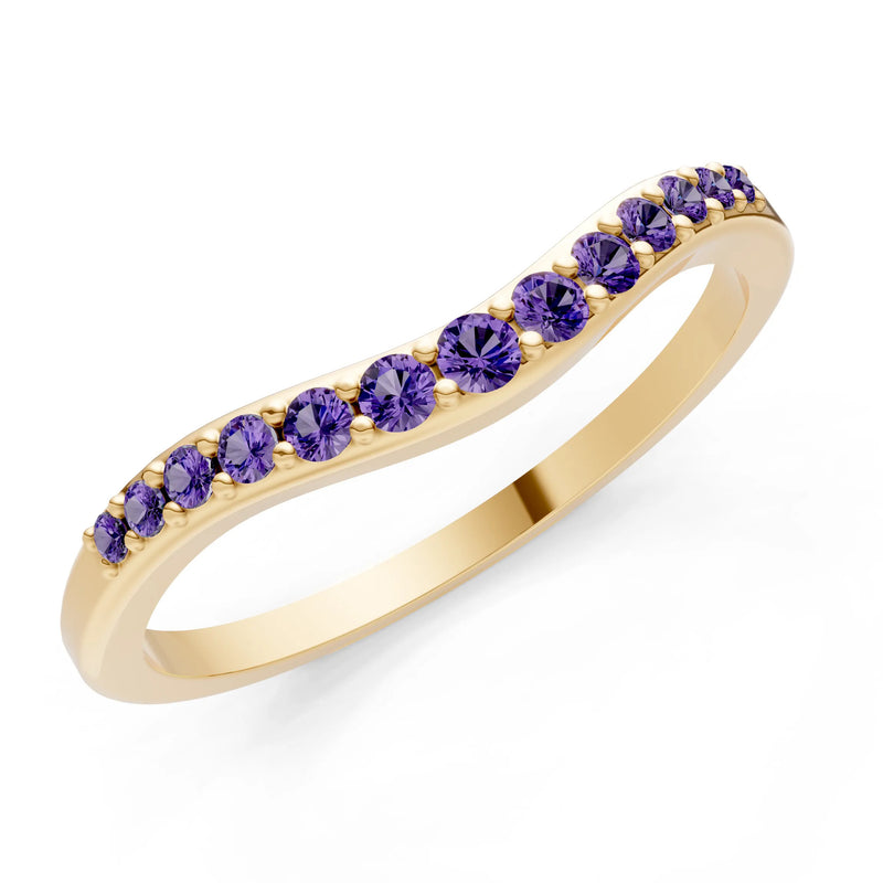 Amethyst Graduating Gemstone Curved Stacking Band