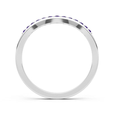 Amethyst Graduating Gemstone Curved Stacking Band