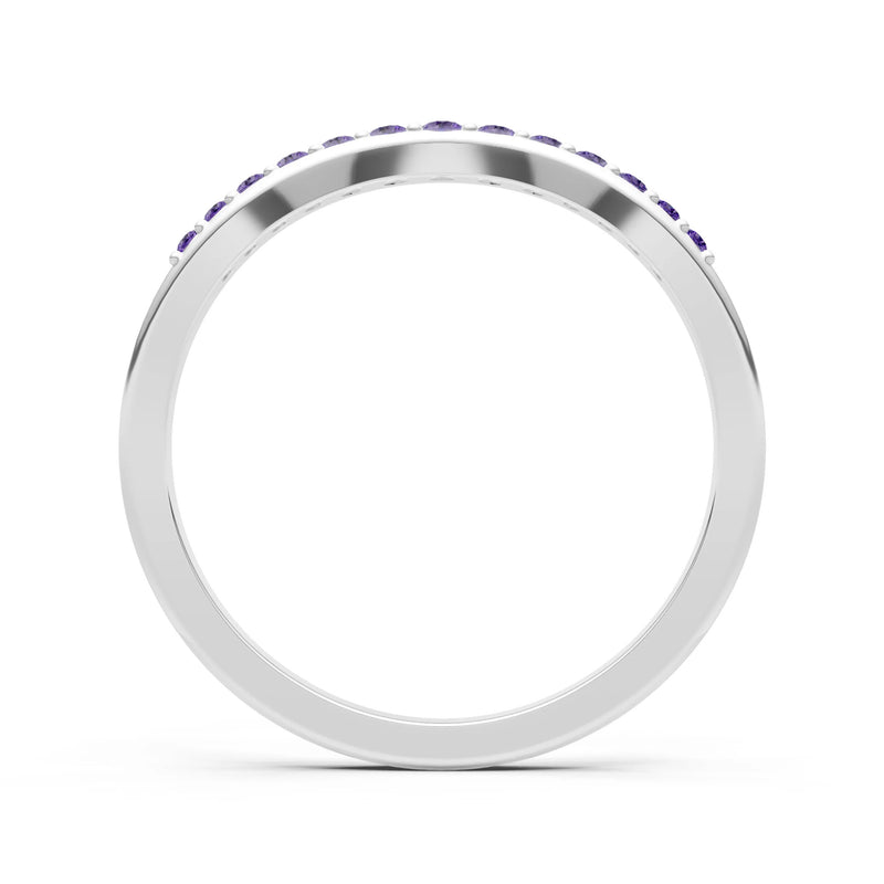 Amethyst Graduating Gemstone Curved Stacking Band