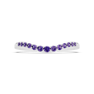 Amethyst Graduating Gemstone Curved Stacking Band