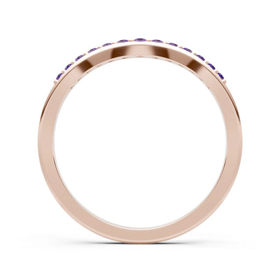 Amethyst Graduating Gemstone Curved Stacking Band