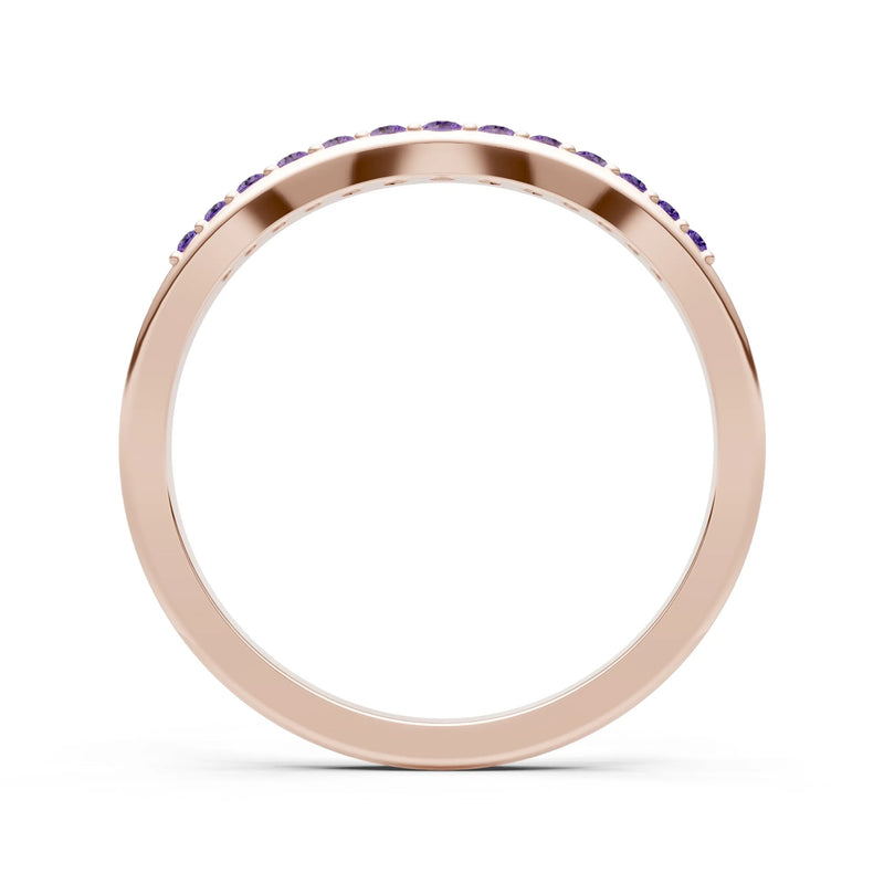 Amethyst Graduating Gemstone Curved Stacking Band