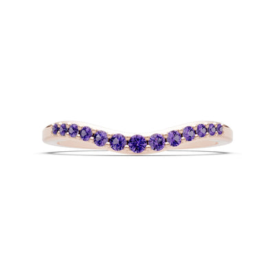 Amethyst Graduating Gemstone Curved Stacking Band