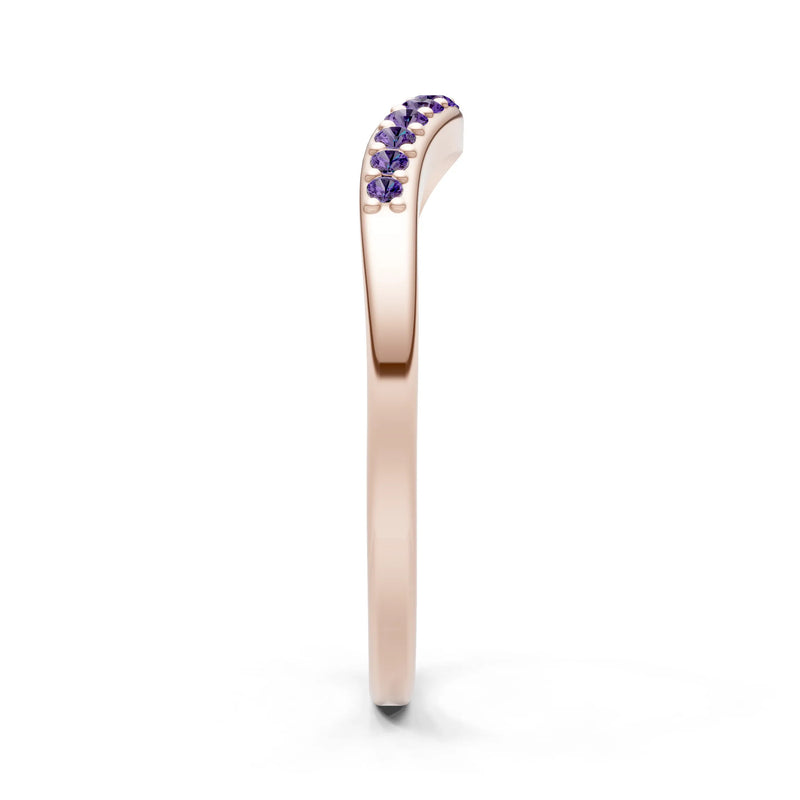 Amethyst Graduating Gemstone Curved Stacking Band
