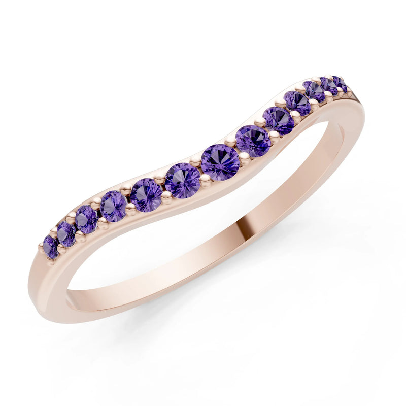 Amethyst Graduating Gemstone Curved Stacking Band