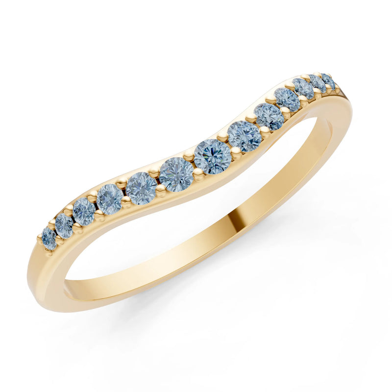 Aquamarine Graduating Gemstone Curved Stacking Band