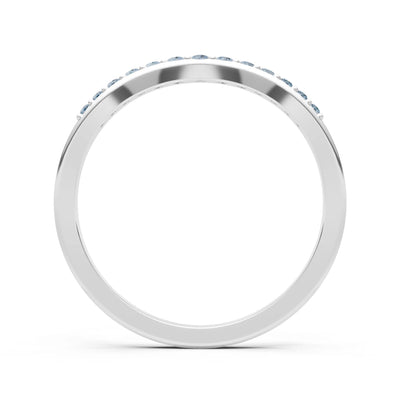 Aquamarine Graduating Gemstone Curved Stacking Band