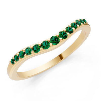 Emerald Graduating Gemstone Curved Stacking Band
