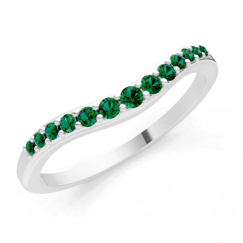 Emerald Graduating Gemstone Curved Stacking Band