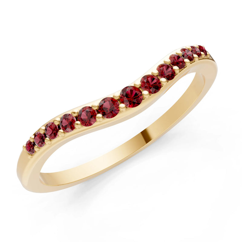 Garnet Graduating Gemstone Curved Stacking Band