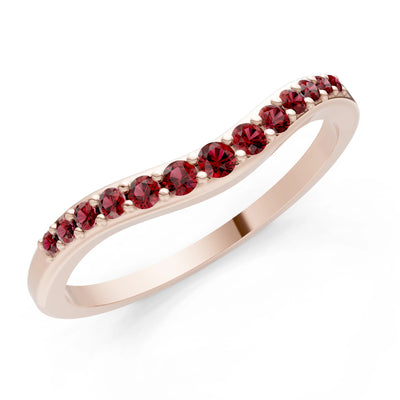 Garnet Graduating Gemstone Curved Stacking Band