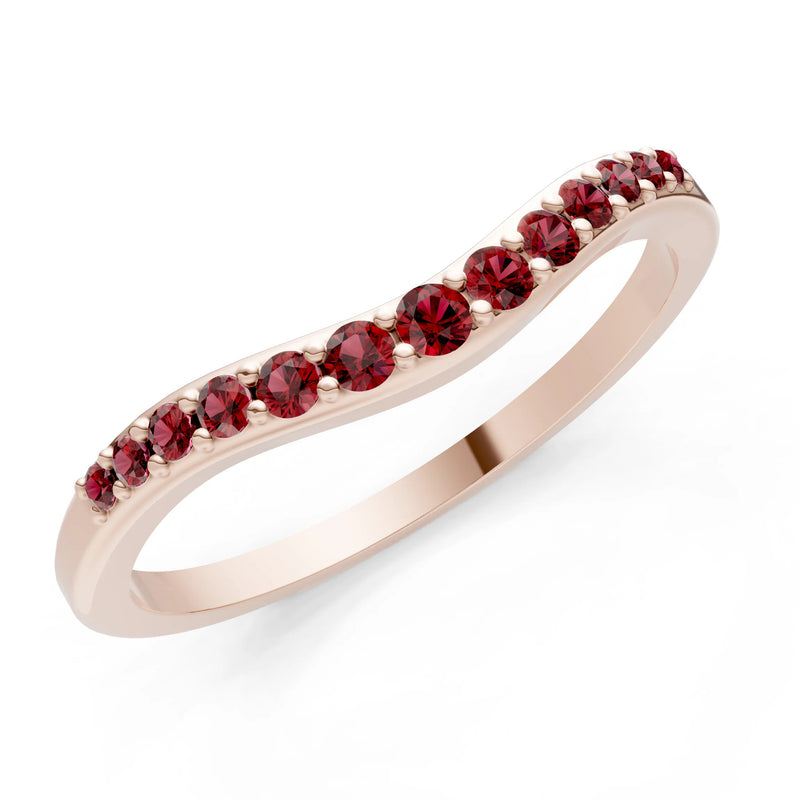 Garnet Graduating Gemstone Curved Stacking Band