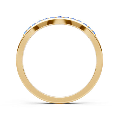 Swiss Blue Topaz Graduating Gemstone Curved Stacking Band