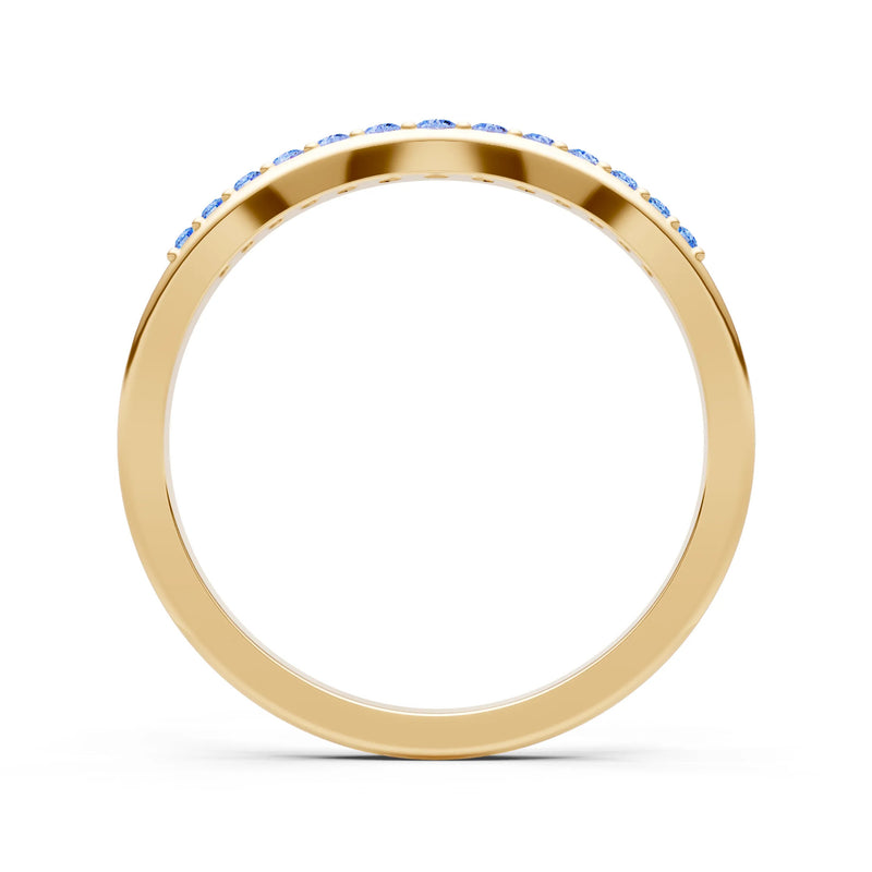 Swiss Blue Topaz Graduating Gemstone Curved Stacking Band