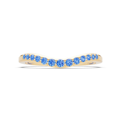 Swiss Blue Topaz Graduating Gemstone Curved Stacking Band