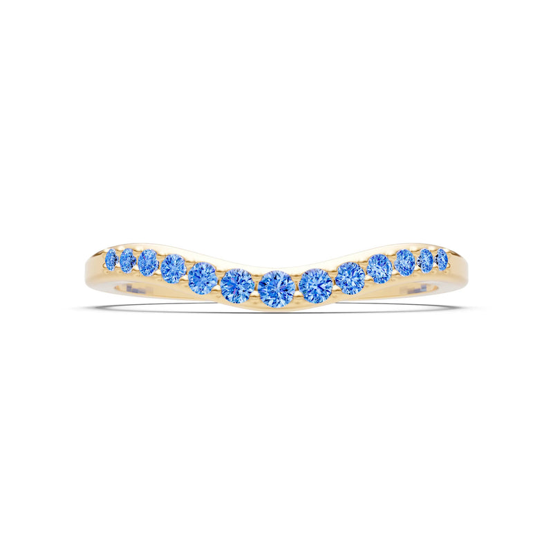 Swiss Blue Topaz Graduating Gemstone Curved Stacking Band