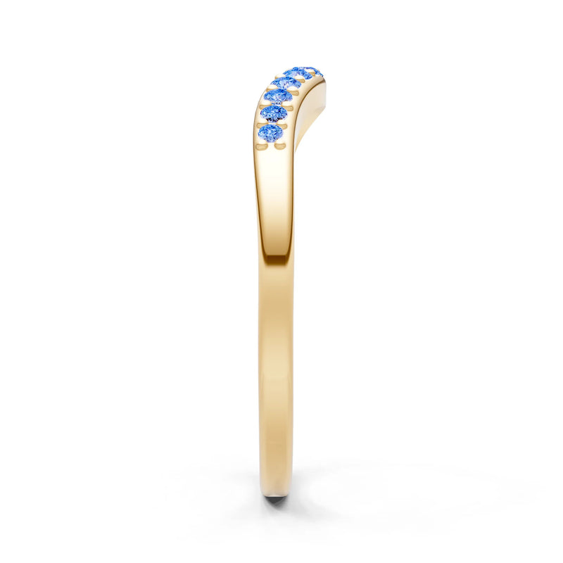 Swiss Blue Topaz Graduating Gemstone Curved Stacking Band