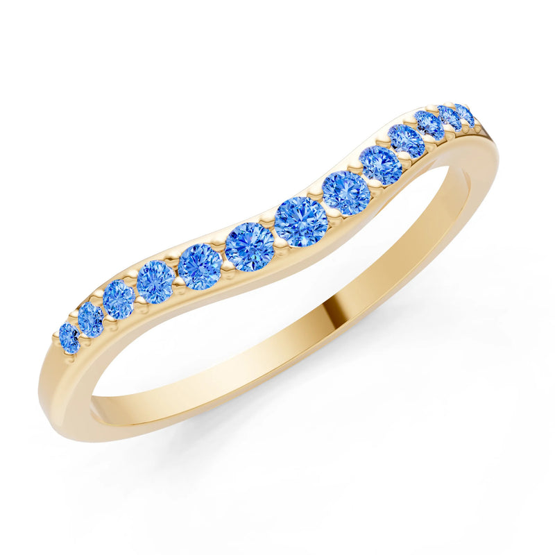 Swiss Blue Topaz Graduating Gemstone Curved Stacking Band