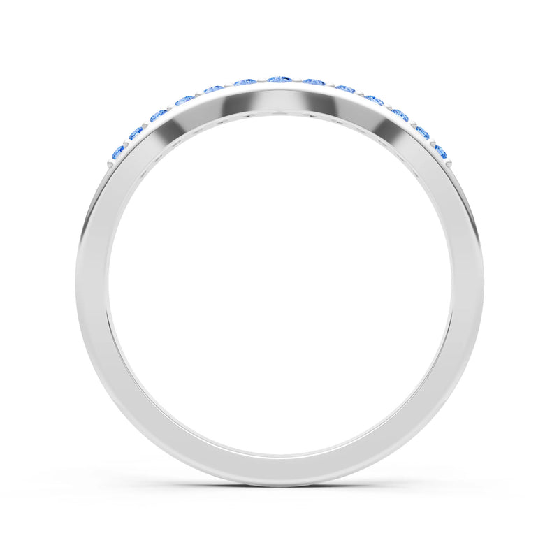 Swiss Blue Topaz Graduating Gemstone Curved Stacking Band