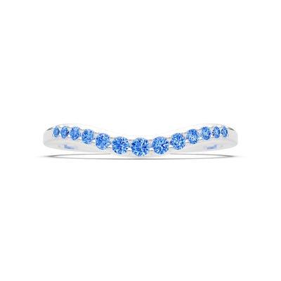 Swiss Blue Topaz Graduating Gemstone Curved Stacking Band