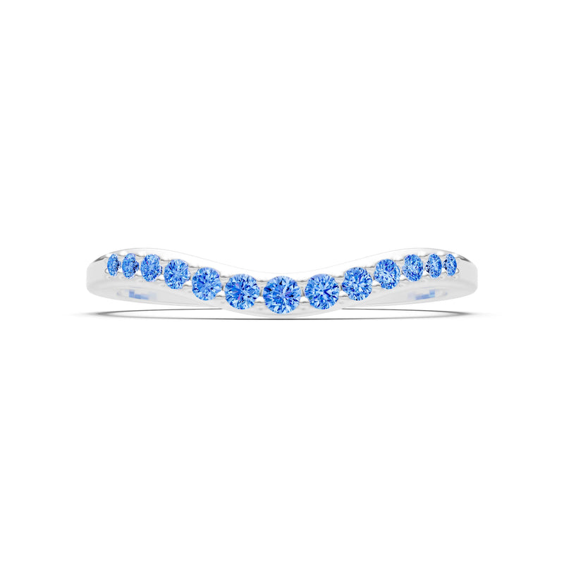 Swiss Blue Topaz Graduating Gemstone Curved Stacking Band