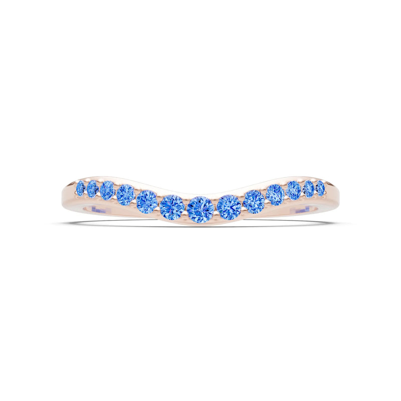 Swiss Blue Topaz Graduating Gemstone Curved Stacking Band
