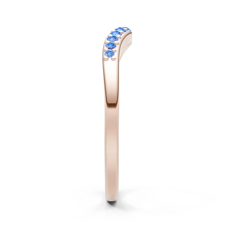 Swiss Blue Topaz Graduating Gemstone Curved Stacking Band