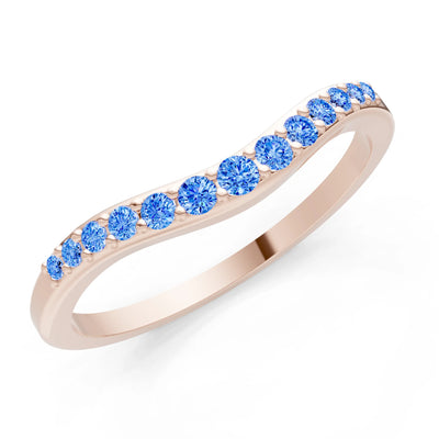 Swiss Blue Topaz Graduating Gemstone Curved Stacking Band