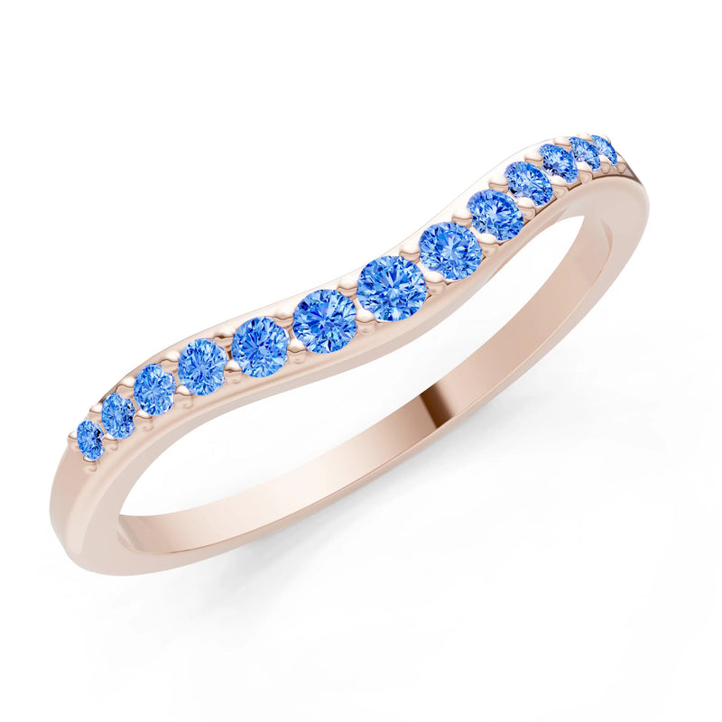 Swiss Blue Topaz Graduating Gemstone Curved Stacking Band