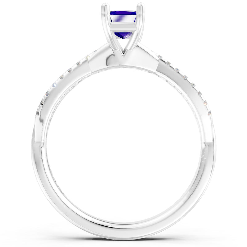 Twisted Emerald Cut Engagement Gold Ring