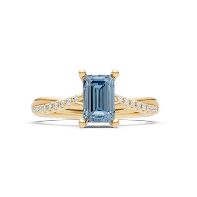 Twisted Emerald Cut Engagement Gold Ring