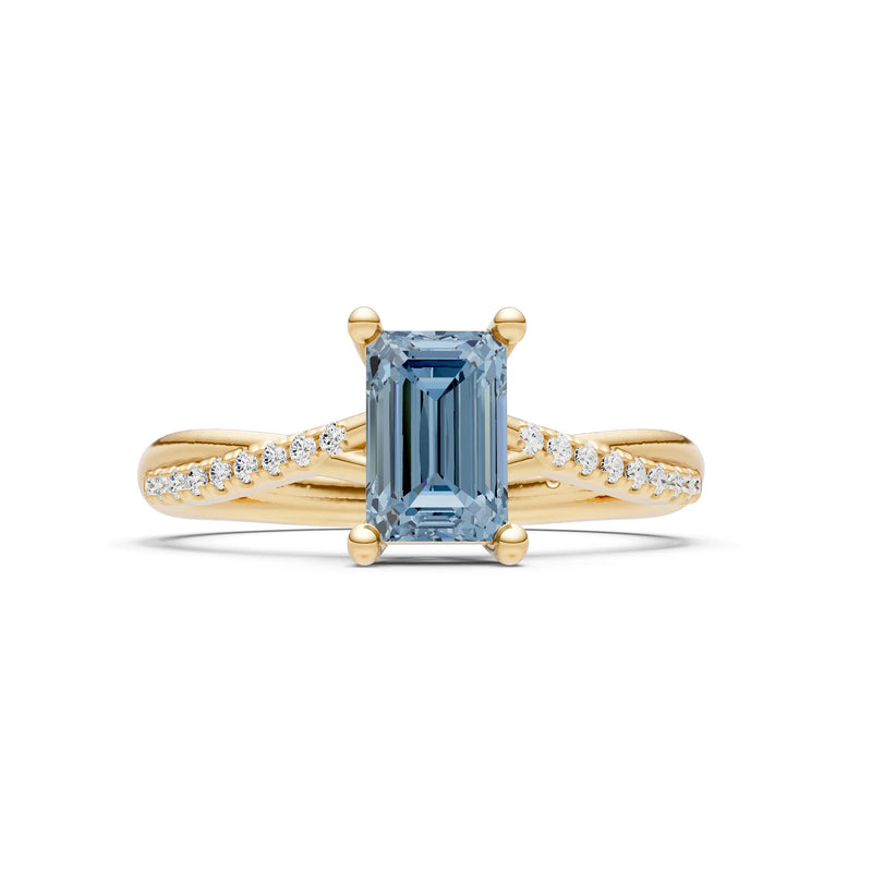Twisted Emerald Cut Engagement Gold Ring