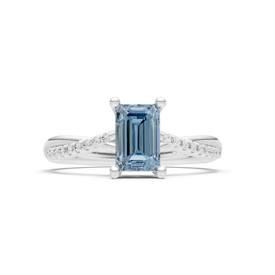 Twisted Emerald Cut Engagement Gold Ring