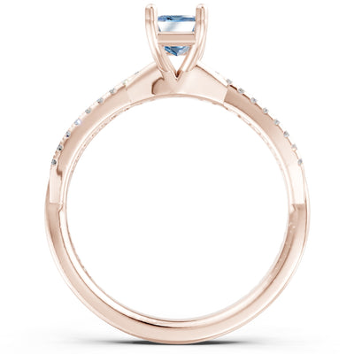 Twisted Emerald Cut Engagement Gold Ring