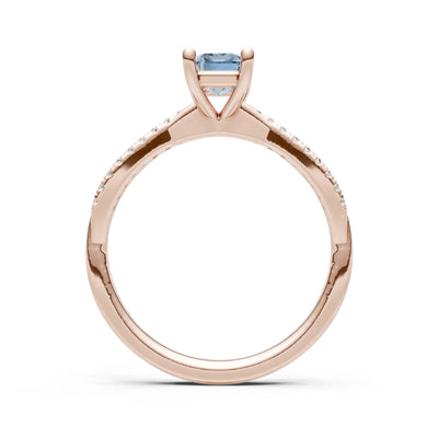 Twisted Emerald Cut Engagement Gold Ring