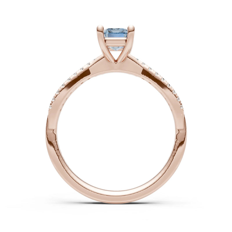 Twisted Emerald Cut Engagement Gold Ring
