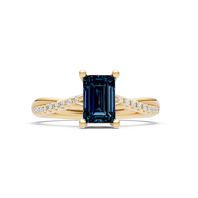 Alexandrite Twisted Emerald Cut Engagement Ring