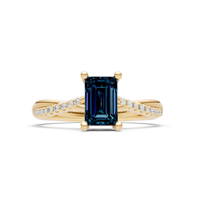 Alexandrite Twisted Emerald Cut Engagement Ring