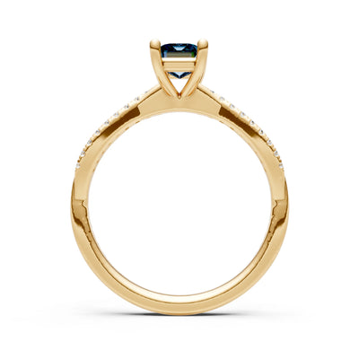 Alexandrite Twisted Emerald Cut Engagement Ring