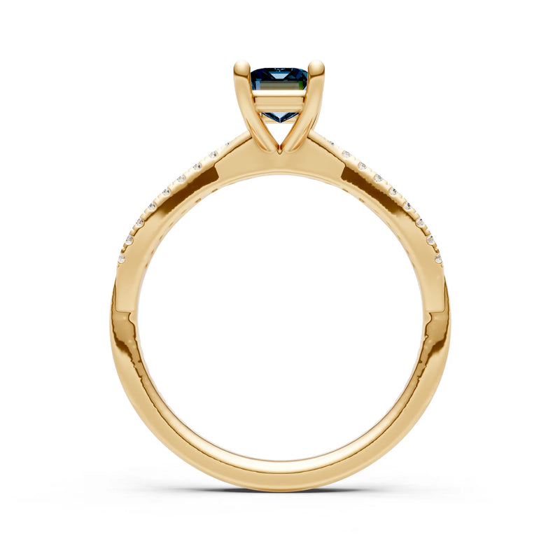 Alexandrite Twisted Emerald Cut Engagement Ring