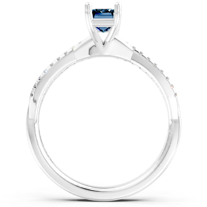 Twisted Emerald Cut Engagement Gold Ring
