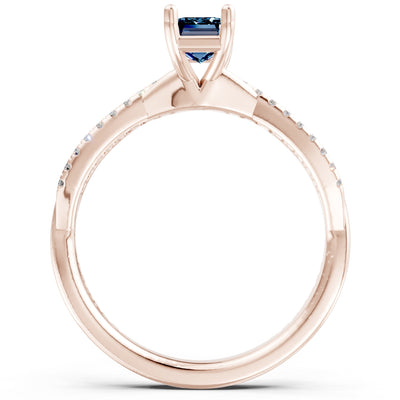 Twisted Emerald Cut Engagement Gold Ring
