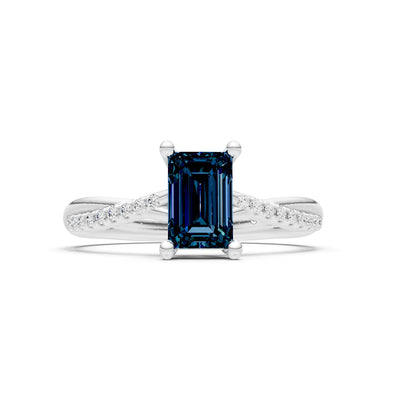 Alexandrite Twisted Emerald Cut Engagement Ring