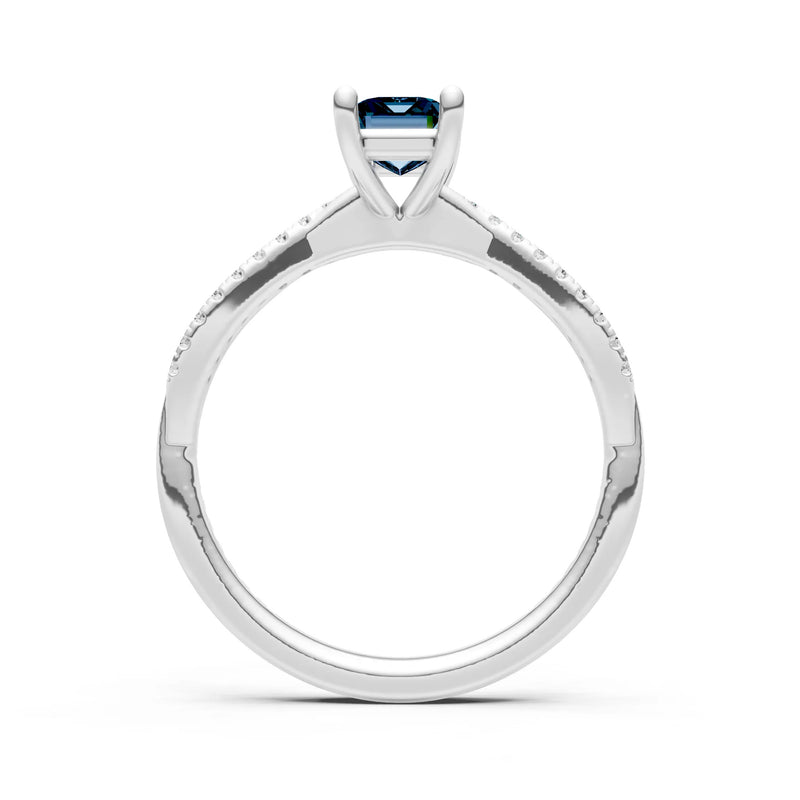 Alexandrite Twisted Emerald Cut Engagement Ring
