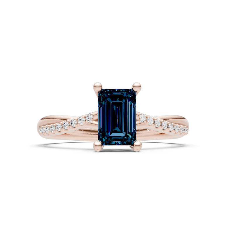 Alexandrite Twisted Emerald Cut Engagement Ring