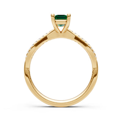 Emerald Twisted Emerald Cut Engagement Ring