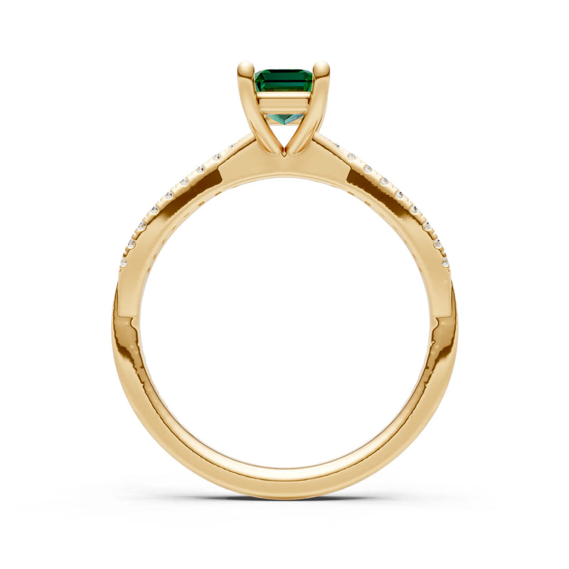 Emerald Twisted Emerald Cut Engagement Ring