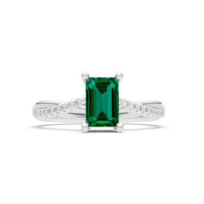 Emerald Twisted Emerald Cut Engagement Ring